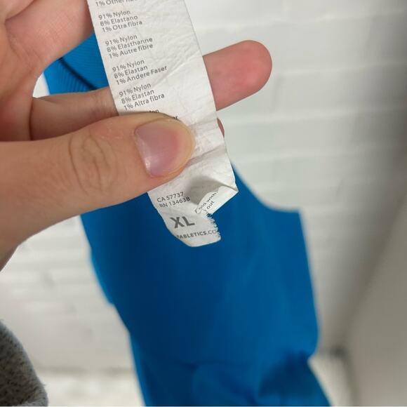 Fabletics Bright Blue Seamless Mesh Cutout Leggings Size XL - Picture 3 of 12